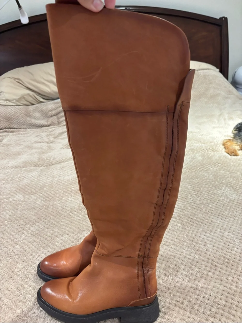 Over-the-Knee Riding Boots in Cognac Brown